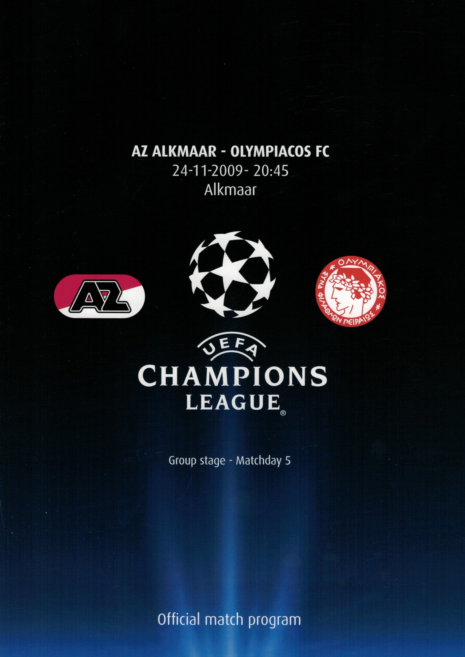 AZ Programma 24-nov-2009 Olympiakos thuis